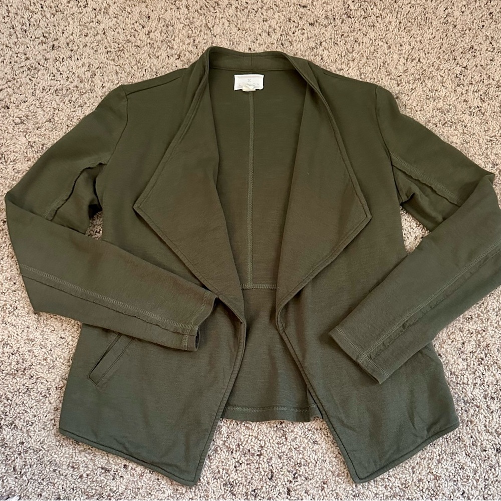 Olive Green Open Front Blazer